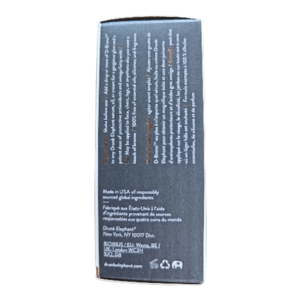 Drunk Elephant NIB D Bronzi Sunshine Drops 1oz Cocoa Extract Peptides